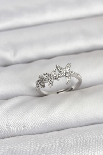 Pirinç Yıldız Model Gümüş Renk Kadın Yüzük Pirinç Yıldız Model Gümüş Renk Kadın Yüzük