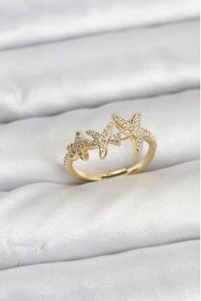 Pirinç Yıldız Model Gold Renk Kadın Yüzük Pirinç Yıldız Model Gold Renk Kadın Yüzük
