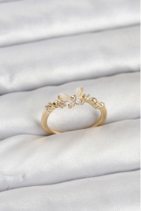 Kelebek Model Gold Renk Pirinç Kadın Yüzük Kelebek Model Gold Renk Pirinç Kadın Yüzük