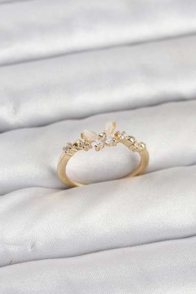 Kelebek Model Gold Renk Pirinç Kadın Yüzük Kelebek Model Gold Renk Pirinç Kadın Yüzük