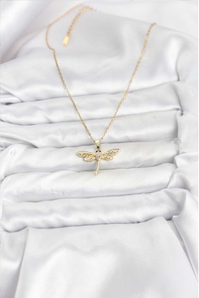 316l çelik Zincir Gold Renk Yusufçuk Model Kadın Kolye