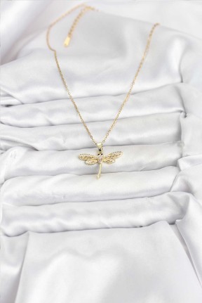316l çelik Zincir Gold Renk Yusufçuk Model Kadın Kolye