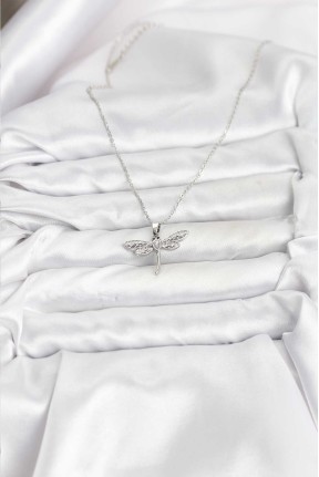 316l çelik Zincir Gümüş Renk Yusufçuk Model Kadın Kolye