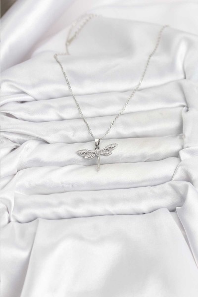 316l çelik Zincir Gümüş Renk Yusufçuk Model Kadın Kolye