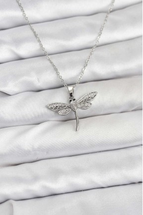 316l çelik Zincir Gümüş Renk Yusufçuk Model Kadın Kolye