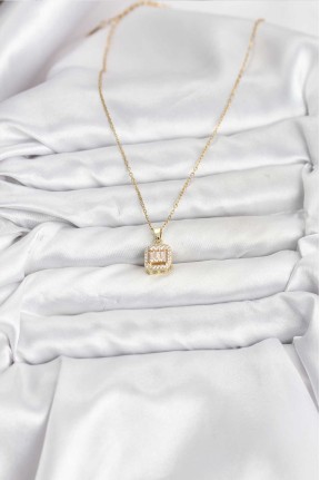 316l çelik Zincir Gold Renk Baget Model Kadın Kolye