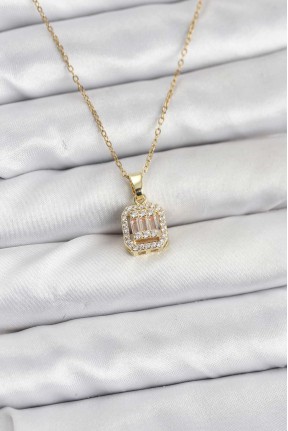 316l çelik Zincir Gold Renk Baget Model Kadın Kolye