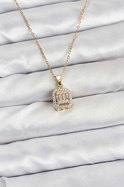 316l çelik Zincir Gold Renk Baget Model Kadın Kolye