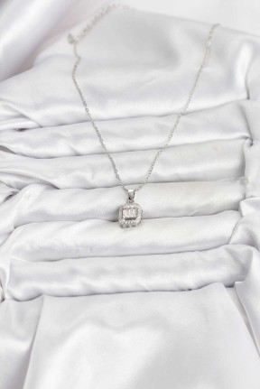 316l çelik Zincir Gümüş Renk Baget Model Kadın Kolye