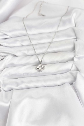 316l çelik Zincir Gümüş Renk Zirkon Taşlı Yonca Model Kadın Kolye 316l çelik Zincir Gümüş Renk Zirkon Taşlı Yonca Model Kadın Kolye