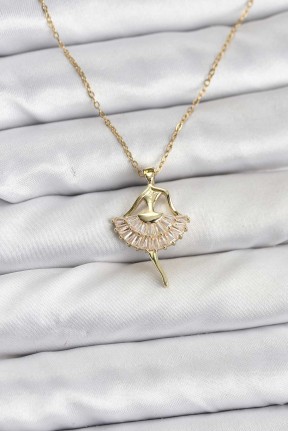 316l çelik Zincir Gold Renk Balerin Model Kadın Kolye