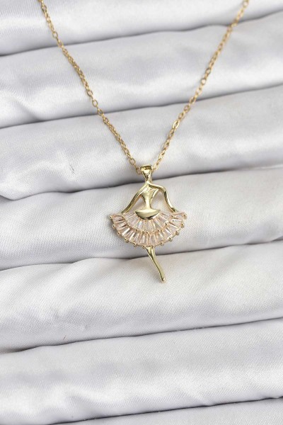 316l çelik Zincir Gold Renk Balerin Model Kadın Kolye