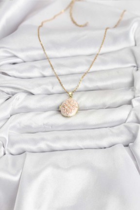 316l çelik Zincir Gold Renk Mineli Lotus Model Açılabilir Kadın Kolye