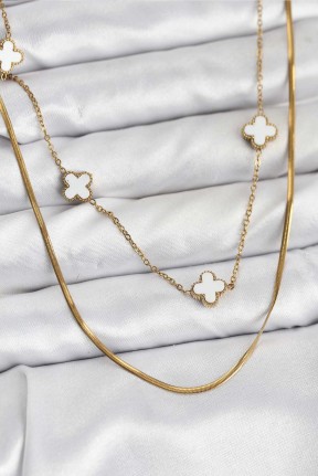 316l çelik Zincir Gold Renk İtalyan Zincirli Yonca Model Kadın Kolye 316l çelik Zincir Gold Renk İtalyan Zincirli Yonca Model Kadın Kolye