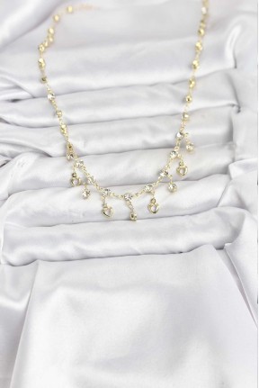 316l çelik Zincir Gold Renk Zirkon Taşlı Kadın Kolye