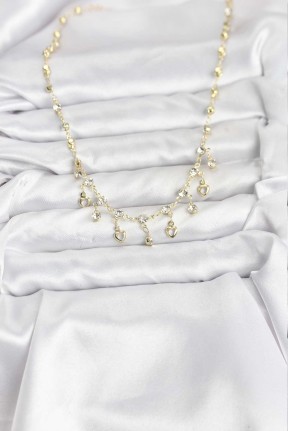 316l çelik Zincir Gold Renk Zirkon Taşlı Kadın Kolye