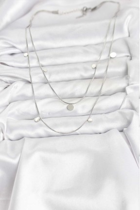 316l çelik Zincir Gümüş Renk Pullu Kadın Kolye