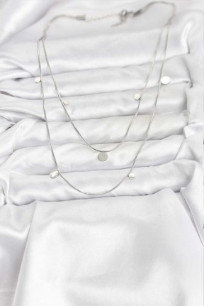 316l çelik Zincir Gümüş Renk Pullu Kadın Kolye