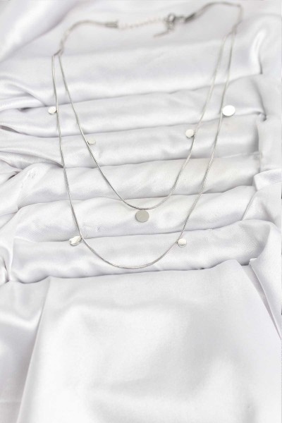 316l çelik Zincir Gümüş Renk Pullu Kadın Kolye