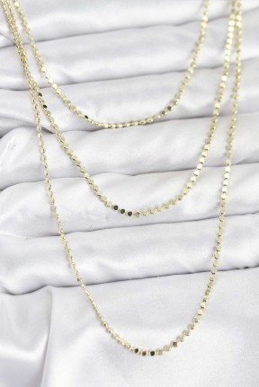 316l çelik Zincir Gold Renk Ezme Zincir Model 3'lü Kadın Kolye 316l çelik Zincir Gold Renk Ezme Zincir Model 3'lü Kadın Kolye