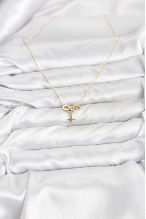 Gold Renk Pirinç Minimal Charmlı Kadın Kolye