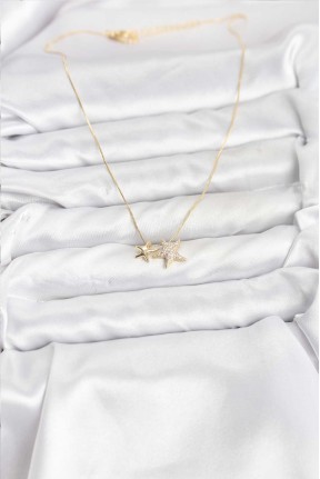 Gold Renk Pirinç Minimal Yıldız Model Kadın Kolye