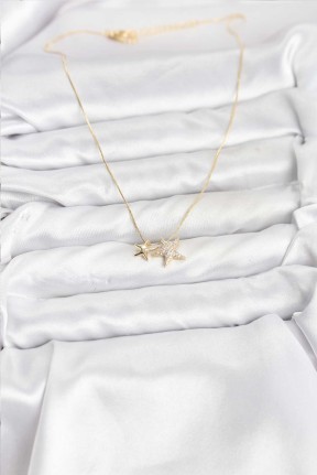 Gold Renk Pirinç Minimal Yıldız Model Kadın Kolye