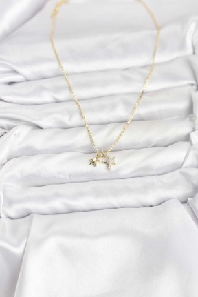 Pirinç Gold Renk Yıldız Minimal Kadın Kolye