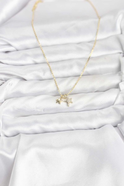 Pirinç Gold Renk Yıldız Minimal Kadın Kolye