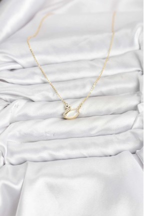 Pirinç Gold Renk Kuğu Model Kadın Kolye