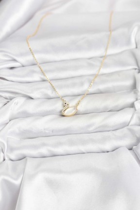 Pirinç Gold Renk Kuğu Model Kadın Kolye