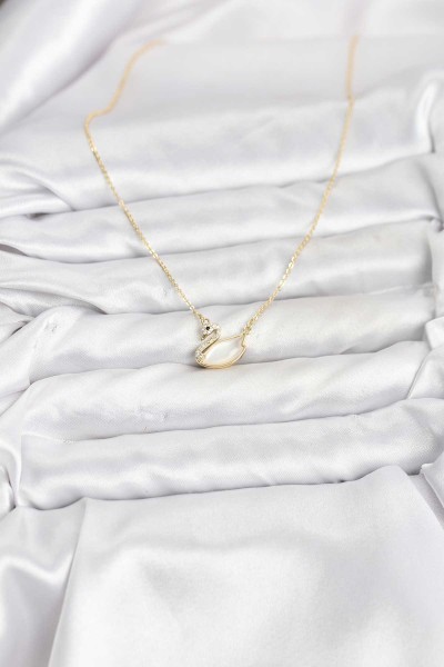 Pirinç Gold Renk Kuğu Model Kadın Kolye