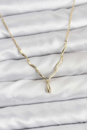 Pirinç Gold Renk Damla Model Kadın Kolye