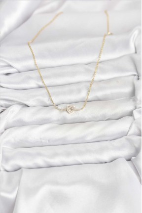 Pirinç Gold Renk Düğüm Kalp Model Kadın Kolye