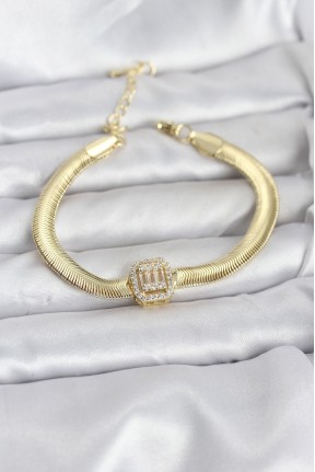 316l çelik Gold Renk Baget Zirkon Taşlı Yılan Zincirli Kadın Bileklik 316l çelik Gold Renk Baget Zirkon Taşlı Yılan Zincirli Kadın Bileklik