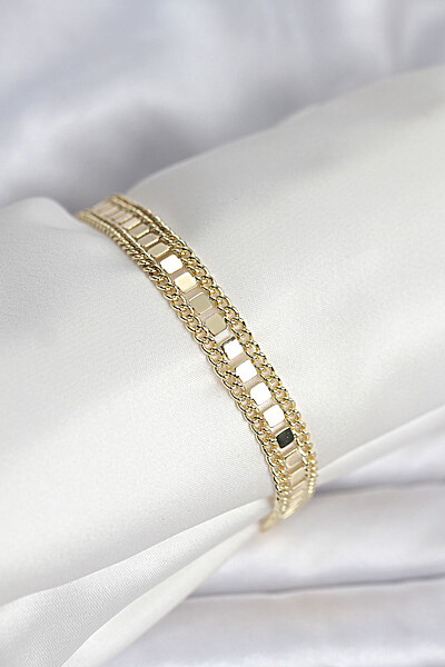 316l çelik Gold Renk Pullu Zincir Model Kadın Bileklik