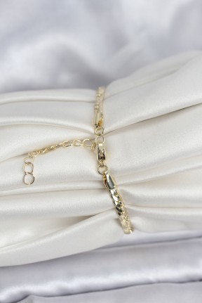 Pirinç Gold Renk Zirkon Taşlı Kadın Bileklik