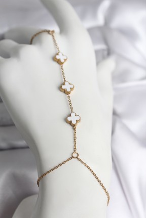 316l çelik Gold Renk Beyaz Yonca Model Kadın şahmeran 316l çelik Gold Renk Beyaz Yonca Model Kadın şahmeran