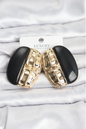 Siyah Renk Pirinç Vintage Kadın Küpe