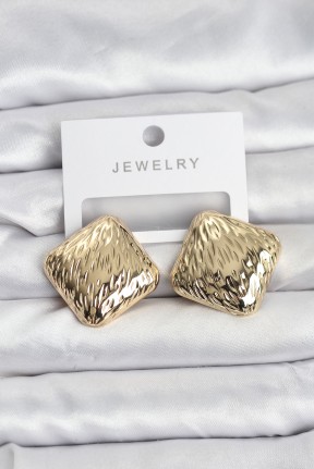 316l çelik Gold Renk Kare Vintage Kadın Küpe
