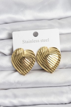 316l çelik Gold Renk Kalp Model Kadın Küpe