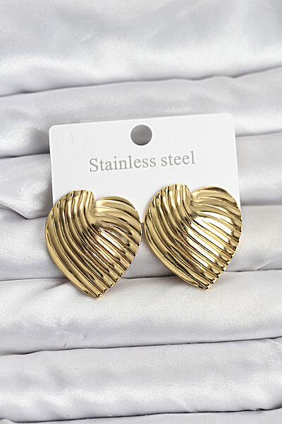 316l çelik Gold Renk Kalp Model Kadın Küpe