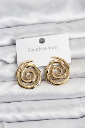 316l çelik Gold Renk Sarmal Model Kadın Küpe
