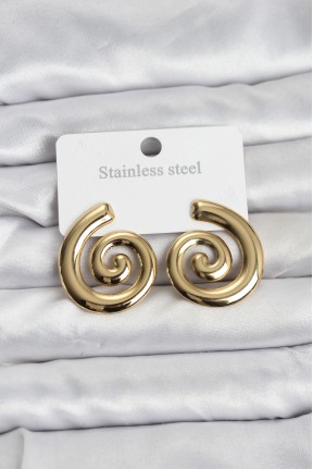 316l çelik Gold Renk Sarmal Modelli Kadın Küpe