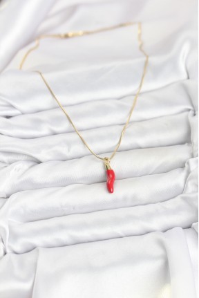 316l çelik Gold Renk Kapya Kırmızı Biber Model Kadın Kolye