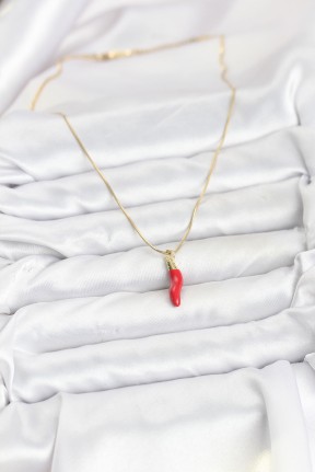 316l çelik Gold Renk Kapya Kırmızı Biber Model Kadın Kolye