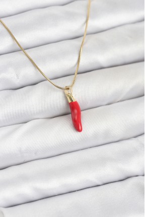 316l çelik Gold Renk Kapya Kırmızı Biber Model Kadın Kolye