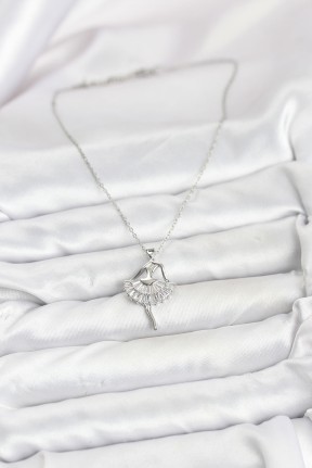 316l çelik Gümüş Renk Balerin Model Kadın Kolye