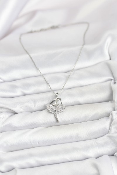 316l çelik Gümüş Renk Balerin Model Kadın Kolye