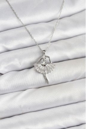 316l çelik Gümüş Renk Balerin Model Kadın Kolye